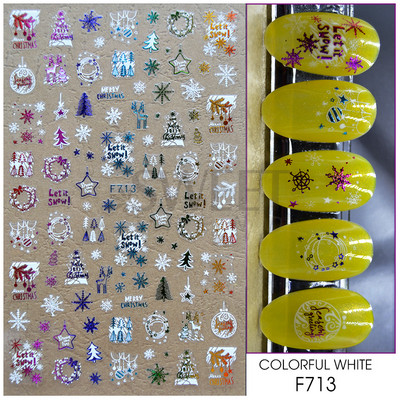 Ροζ χρυσό Χριστουγεννιάτικο αυτοκόλλητο νυχιών Χειμερινή ολογραφική νιφάδα χιονιού Elk Tree Shine Glitter τρισδιάστατα αυτοκόλλητα νυχιών Διακόσμηση μανικιούρ BESTZ-G