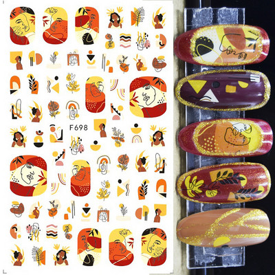 3D αυτοκόλλητο νυχιών χρυσό μπρονζέ λουλούδια διακόσμηση φύλλα γεωμετρική γραμμή γκλίτερ πεταλούδα άνοιξη νυχιών ντεκόρ Gel Polish Manicure