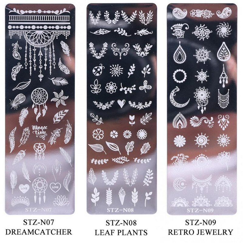 Πλάκες σφράγισης νυχιών πεταλούδας φύλλα λουλούδια Πρότυπο σφραγίδας σανίδας τέχνης νυχιών Αξεσουάρ καλουπιού στένσιλ εκτύπωσης από χάλυβα γεωμετρικές γραμμές