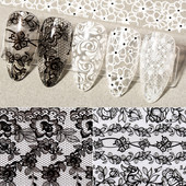 Flower Chic Lace Nail Foils Πολύχρωμα αυτοκόλλητα τρισδιάστατα αυτοκόλλητα νυχιών Αυτοκόλλητα ριγέ γραμμή μεταφοράς ιριδίζουσα διακόσμηση