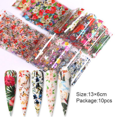 Flower Chic Lace Nail Foils Πολύχρωμα αυτοκόλλητα τρισδιάστατα αυτοκόλλητα νυχιών Αυτοκόλλητα ριγέ γραμμή μεταφοράς ιριδίζουσα διακόσμηση
