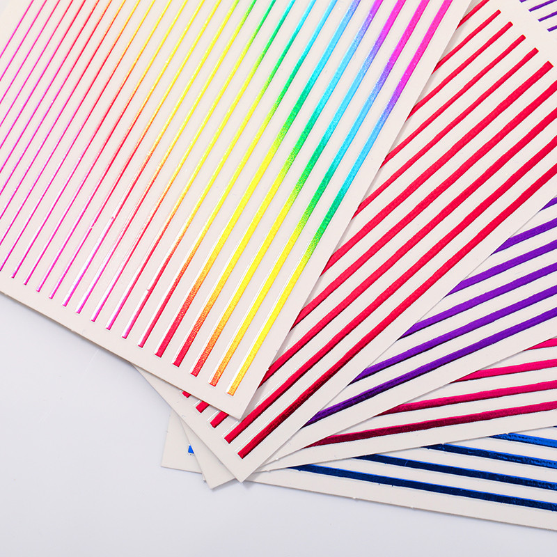 Flower Chic Lace Nail Foils Πολύχρωμα αυτοκόλλητα τρισδιάστατα αυτοκόλλητα νυχιών Αυτοκόλλητα ριγέ γραμμή μεταφοράς ιριδίζουσα διακόσμηση