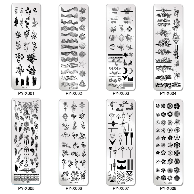 2 τμχ Πλάκες σφράγισης νυχιών Σετ Πινέλο Σιλικόνης Σφουγγάρι Στένσιλ μεταφοράς λουλουδιών DIY Πρότυπο για Εργαλείο Νυχιών