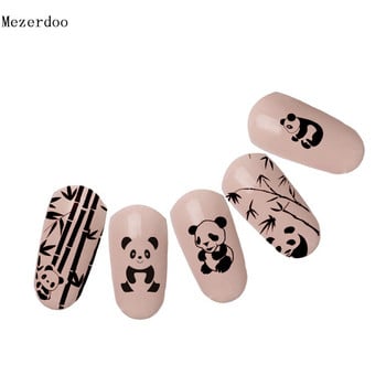 Cute Panda Design Плоча за щамповане на нокти Бамбукови шарки Маникюр Nail Art Image Plate Stamp Template Шаблони за нокти Mezerdoo B20