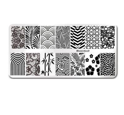 Χαριτωμένο Panda Σχέδιο Πλάκα Σφράγισης Νυχιών Σχέδια Μπαμπού Μανικιούρ Νυχιών Εικόνων Πρότυπο Σφραγίδας Σφραγίδας Νυχιών Στένσιλ Νυχιών Mezerdoo B20