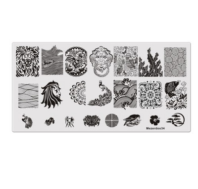 Χαριτωμένο Panda Σχέδιο Πλάκα Σφράγισης Νυχιών Σχέδια Μπαμπού Μανικιούρ Νυχιών Εικόνων Πρότυπο Σφραγίδας Σφραγίδας Νυχιών Στένσιλ Νυχιών Mezerdoo B20