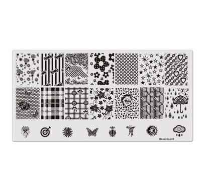 Χαριτωμένο Panda Σχέδιο Πλάκα Σφράγισης Νυχιών Σχέδια Μπαμπού Μανικιούρ Νυχιών Εικόνων Πρότυπο Σφραγίδας Σφραγίδας Νυχιών Στένσιλ Νυχιών Mezerdoo B20