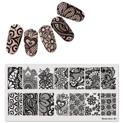 Χαριτωμένο Panda Σχέδιο Πλάκα Σφράγισης Νυχιών Σχέδια Μπαμπού Μανικιούρ Νυχιών Εικόνων Πρότυπο Σφραγίδας Σφραγίδας Νυχιών Στένσιλ Νυχιών Mezerdoo B20