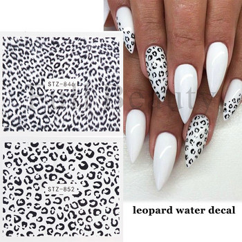 1Pcs Leopard Print Nail Art Water Decals Tiger Zebra Animal Skin Pattern Змия Стикери за нокти Татуировки Winter Decor Wrap NLSTZ-845