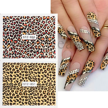 1Pcs Leopard Print Nail Art Water Decals Tiger Zebra Animal Skin Pattern Змия Стикери за нокти Татуировки Winter Decor Wrap NLSTZ-845