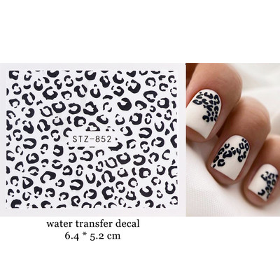 1 τεμ. Λεοπάρ στάμπα Νυχιών Χαλκομανίες Νερού Tiger Zebra Μοτίβο δέρματος ζώων Αυτοκόλλητα νυχιών φιδιού Τατουάζ Χειμερινό ντεκόρ Περιτύλιγμα NLSTZ-845