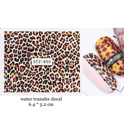1 τεμ. Λεοπάρ στάμπα Νυχιών Χαλκομανίες Νερού Tiger Zebra Μοτίβο δέρματος ζώων Αυτοκόλλητα νυχιών φιδιού Τατουάζ Χειμερινό ντεκόρ Περιτύλιγμα NLSTZ-845