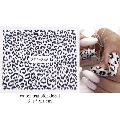 1 τεμ. Λεοπάρ στάμπα Νυχιών Χαλκομανίες Νερού Tiger Zebra Μοτίβο δέρματος ζώων Αυτοκόλλητα νυχιών φιδιού Τατουάζ Χειμερινό ντεκόρ Περιτύλιγμα NLSTZ-845