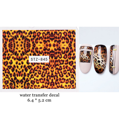 1 τεμ. Λεοπάρ στάμπα Νυχιών Χαλκομανίες Νερού Tiger Zebra Μοτίβο δέρματος ζώων Αυτοκόλλητα νυχιών φιδιού Τατουάζ Χειμερινό ντεκόρ Περιτύλιγμα NLSTZ-845