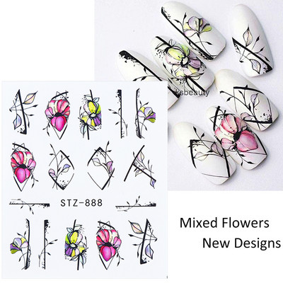 1 τεμ. Λεοπάρ στάμπα Νυχιών Χαλκομανίες Νερού Tiger Zebra Μοτίβο δέρματος ζώων Αυτοκόλλητα νυχιών φιδιού Τατουάζ Χειμερινό ντεκόρ Περιτύλιγμα NLSTZ-845