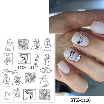 1 τεμ. Λεοπάρ στάμπα Νυχιών Χαλκομανίες Νερού Tiger Zebra Μοτίβο δέρματος ζώων Αυτοκόλλητα νυχιών φιδιού Τατουάζ Χειμερινό ντεκόρ Περιτύλιγμα NLSTZ-845