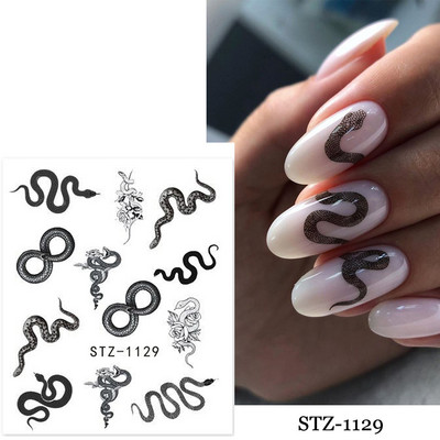 1 τεμ. Λεοπάρ στάμπα Νυχιών Χαλκομανίες Νερού Tiger Zebra Μοτίβο δέρματος ζώων Αυτοκόλλητα νυχιών φιδιού Τατουάζ Χειμερινό ντεκόρ Περιτύλιγμα NLSTZ-845