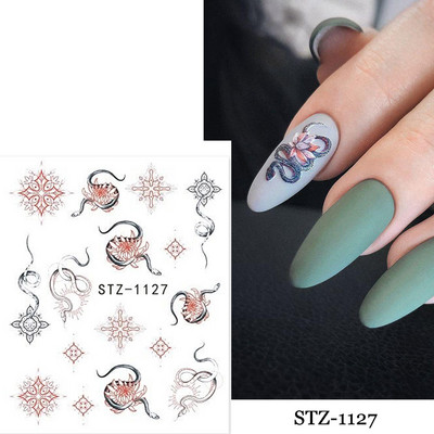 1 τεμ. Λεοπάρ στάμπα Νυχιών Χαλκομανίες Νερού Tiger Zebra Μοτίβο δέρματος ζώων Αυτοκόλλητα νυχιών φιδιού Τατουάζ Χειμερινό ντεκόρ Περιτύλιγμα NLSTZ-845