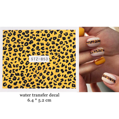 1 τεμ. Λεοπάρ στάμπα Νυχιών Χαλκομανίες Νερού Tiger Zebra Μοτίβο δέρματος ζώων Αυτοκόλλητα νυχιών φιδιού Τατουάζ Χειμερινό ντεκόρ Περιτύλιγμα NLSTZ-845