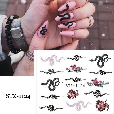 1 τεμ. Λεοπάρ στάμπα Νυχιών Χαλκομανίες Νερού Tiger Zebra Μοτίβο δέρματος ζώων Αυτοκόλλητα νυχιών φιδιού Τατουάζ Χειμερινό ντεκόρ Περιτύλιγμα NLSTZ-845