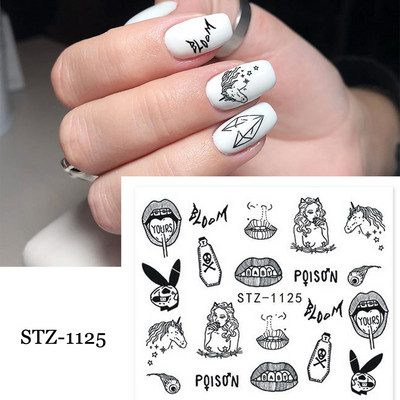 1 τεμ. Λεοπάρ στάμπα Νυχιών Χαλκομανίες Νερού Tiger Zebra Μοτίβο δέρματος ζώων Αυτοκόλλητα νυχιών φιδιού Τατουάζ Χειμερινό ντεκόρ Περιτύλιγμα NLSTZ-845