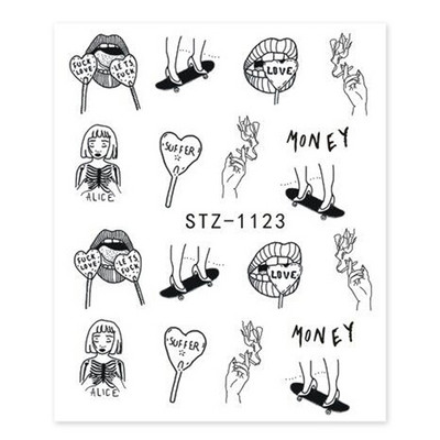 1 τεμ. Λεοπάρ στάμπα Νυχιών Χαλκομανίες Νερού Tiger Zebra Μοτίβο δέρματος ζώων Αυτοκόλλητα νυχιών φιδιού Τατουάζ Χειμερινό ντεκόρ Περιτύλιγμα NLSTZ-845