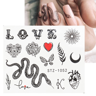 1 τεμ. Λεοπάρ στάμπα Νυχιών Χαλκομανίες Νερού Tiger Zebra Μοτίβο δέρματος ζώων Αυτοκόλλητα νυχιών φιδιού Τατουάζ Χειμερινό ντεκόρ Περιτύλιγμα NLSTZ-845