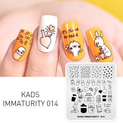 Σχέδια προτύπων KADS Nail Art Σειρά Immaturity Πρότυπο για σφράγιση μανικιούρ Πλάκες εικόνας Πλάκες για στάμπα νυχιών Σχέδιο στένσιλ εκτύπωσης