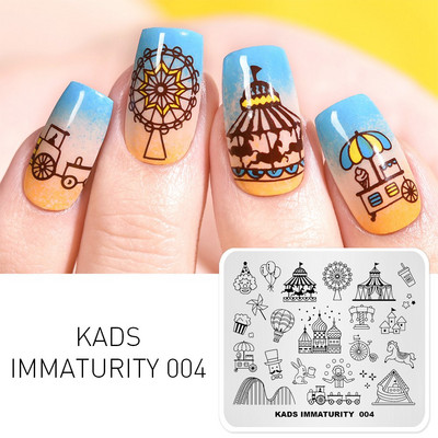 Σχέδια προτύπων KADS Nail Art Σειρά Immaturity Πρότυπο για σφράγιση μανικιούρ Πλάκες εικόνας Πλάκες για στάμπα νυχιών Σχέδιο στένσιλ εκτύπωσης