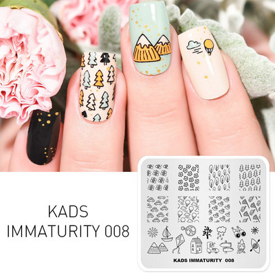 Σχέδια προτύπων KADS Nail Art Σειρά Immaturity Πρότυπο για σφράγιση μανικιούρ Πλάκες εικόνας Πλάκες για στάμπα νυχιών Σχέδιο στένσιλ εκτύπωσης