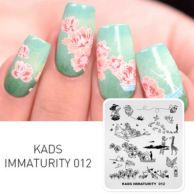 Σχέδια προτύπων KADS Nail Art Σειρά Immaturity Πρότυπο για σφράγιση μανικιούρ Πλάκες εικόνας Πλάκες για στάμπα νυχιών Σχέδιο στένσιλ εκτύπωσης