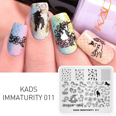 Σχέδια προτύπων KADS Nail Art Σειρά Immaturity Πρότυπο για σφράγιση μανικιούρ Πλάκες εικόνας Πλάκες για στάμπα νυχιών Σχέδιο στένσιλ εκτύπωσης