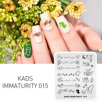 Σχέδια προτύπων KADS Nail Art Σειρά Immaturity Πρότυπο για σφράγιση μανικιούρ Πλάκες εικόνας Πλάκες για στάμπα νυχιών Σχέδιο στένσιλ εκτύπωσης