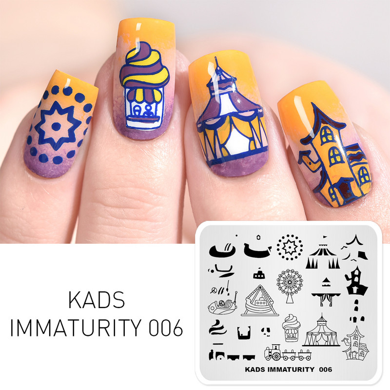 Σχέδια προτύπων KADS Nail Art Σειρά Immaturity Πρότυπο για σφράγιση μανικιούρ Πλάκες εικόνας Πλάκες για στάμπα νυχιών Σχέδιο στένσιλ εκτύπωσης