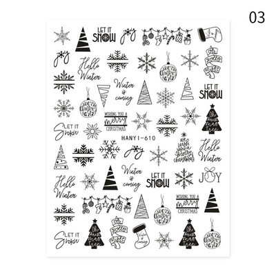 1 φύλλο ανάγλυφο Snowflakes 5D αυτοκόλλητα νυχιών Decal Χειμερινή Χριστουγεννιάτικη διακόσμηση νυχιών Μανικιούρ Σχέδιο αυτοκόλλητων νυχιών πεταλούδα