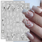 3D Charms Lace Flower Nail Αυτοκόλλητα Φύλλο Mandala Μαύρα Λευκά Νύχια Art Polish Sliders μανικιούρ Εργαλεία καλοκαιρινού τατουάζ BEF864-873