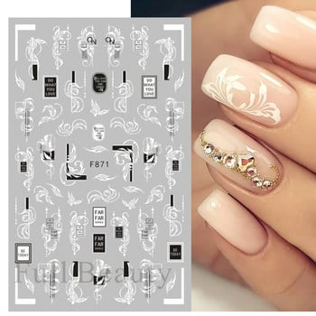 3D Charms Lace Flower Nail Αυτοκόλλητα Φύλλο Mandala Μαύρα Λευκά Νύχια Art Polish Sliders μανικιούρ Εργαλεία καλοκαιρινού τατουάζ BEF864-873