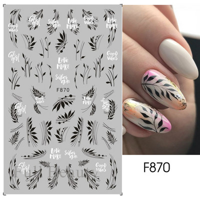 3D Charms Lace Flower Nail Αυτοκόλλητα Φύλλο Mandala Μαύρα Λευκά Νύχια Art Polish Sliders μανικιούρ Εργαλεία καλοκαιρινού τατουάζ BEF864-873