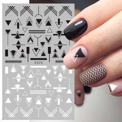 3D Charms Lace Flower Nail Αυτοκόλλητα Φύλλο Mandala Μαύρα Λευκά Νύχια Art Polish Sliders μανικιούρ Εργαλεία καλοκαιρινού τατουάζ BEF864-873