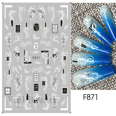 3D Charms Lace Flower Nail Αυτοκόλλητα Φύλλο Mandala Μαύρα Λευκά Νύχια Art Polish Sliders μανικιούρ Εργαλεία καλοκαιρινού τατουάζ BEF864-873