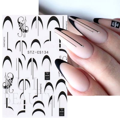 3D Charms Lace Flower Nail Αυτοκόλλητα Φύλλο Mandala Μαύρα Λευκά Νύχια Art Polish Sliders μανικιούρ Εργαλεία καλοκαιρινού τατουάζ BEF864-873