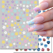 Χαλκομανία νυχιών Καλοκαιρινή χαριτωμένη με πέντε πέταλα λουλούδια πολύχρωμα λουλούδια πίσω Κόλλα αυτοκόλλητα νυχιών Διακόσμηση για συμβουλές για νύχια ομορφιά