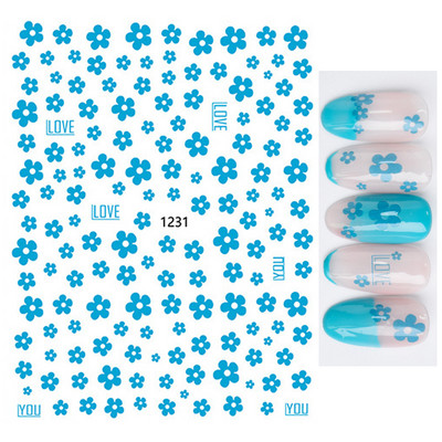 Χαλκομανία νυχιών Καλοκαιρινή χαριτωμένη με πέντε πέταλα λουλούδια πολύχρωμα λουλούδια πίσω Κόλλα αυτοκόλλητα νυχιών Διακόσμηση για συμβουλές για νύχια ομορφιά