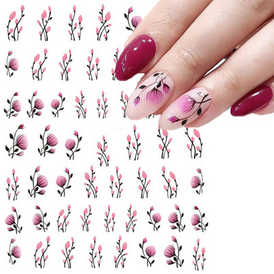 Χαλκομανία νυχιών Καλοκαιρινή χαριτωμένη με πέντε πέταλα λουλούδια πολύχρωμα λουλούδια πίσω Κόλλα αυτοκόλλητα νυχιών Διακόσμηση για συμβουλές για νύχια ομορφιά