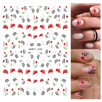 Χαλκομανία νυχιών Καλοκαιρινή χαριτωμένη με πέντε πέταλα λουλούδια πολύχρωμα λουλούδια πίσω Κόλλα αυτοκόλλητα νυχιών Διακόσμηση για συμβουλές για νύχια ομορφιά