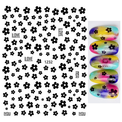 Χαλκομανία νυχιών Καλοκαιρινή χαριτωμένη με πέντε πέταλα λουλούδια πολύχρωμα λουλούδια πίσω Κόλλα αυτοκόλλητα νυχιών Διακόσμηση για συμβουλές για νύχια ομορφιά
