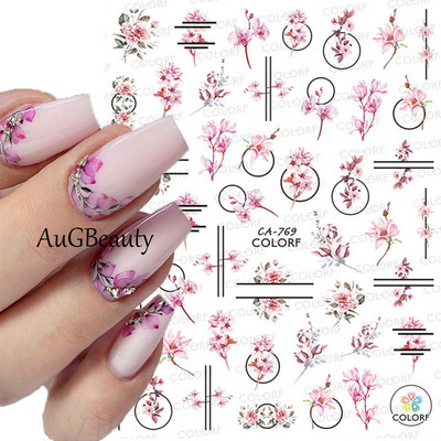 Χαλκομανία νυχιών Καλοκαιρινή χαριτωμένη με πέντε πέταλα λουλούδια πολύχρωμα λουλούδια πίσω Κόλλα αυτοκόλλητα νυχιών Διακόσμηση για συμβουλές για νύχια ομορφιά
