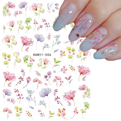 Χαλκομανία νυχιών Καλοκαιρινή χαριτωμένη με πέντε πέταλα λουλούδια πολύχρωμα λουλούδια πίσω Κόλλα αυτοκόλλητα νυχιών Διακόσμηση για συμβουλές για νύχια ομορφιά