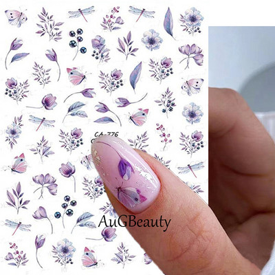Χαλκομανία νυχιών Καλοκαιρινή χαριτωμένη με πέντε πέταλα λουλούδια πολύχρωμα λουλούδια πίσω Κόλλα αυτοκόλλητα νυχιών Διακόσμηση για συμβουλές για νύχια ομορφιά