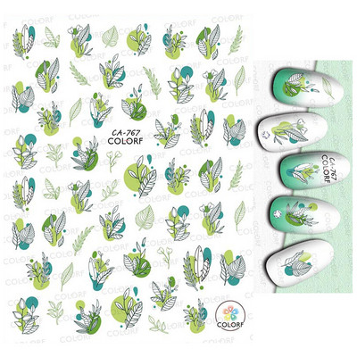 Χαλκομανία νυχιών Καλοκαιρινή χαριτωμένη με πέντε πέταλα λουλούδια πολύχρωμα λουλούδια πίσω Κόλλα αυτοκόλλητα νυχιών Διακόσμηση για συμβουλές για νύχια ομορφιά